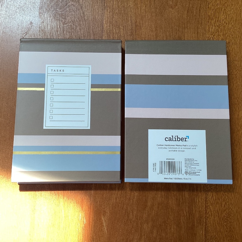 Caliber Hardcover Memo Pad 100 sheets New  5”x7”